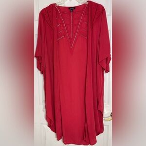 Torrid Kimono Red Crinkled Gauze‎ Crochet Inset Women’s Plus Size Size 1/2